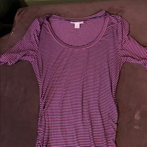 Medium 3/4 sleeve blue and pink maternity dress